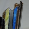 Hand made stained glass candle holder decoration- blue, green & brown