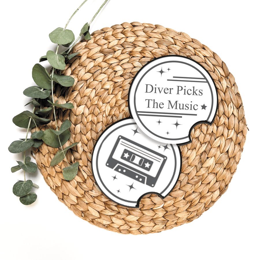 Driver Picks The Music Car Coaster Set: Cup Holder Drinks Mat, TV Show Inspired 
