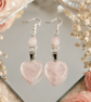 Genuine Hand-made Rose-Quartz Heart Earrings 