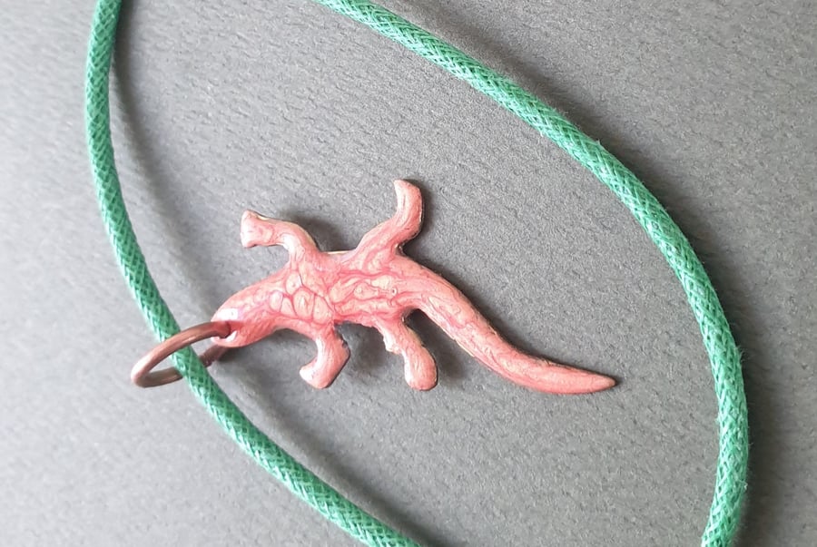 Orange copper lizard pendant
