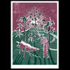 Sleepwalker Encounters His Father As A Horse in A Tomato-Plant Forest poster (3rd edition - pink/green)