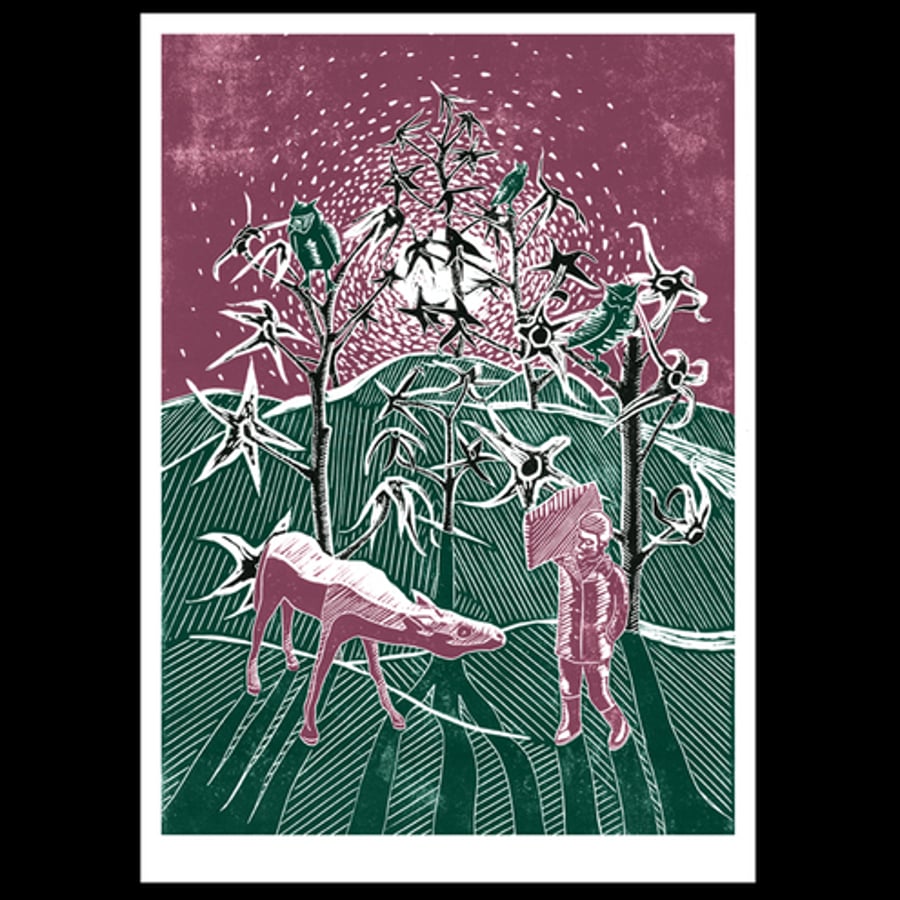 Sleepwalker Encounters His Father As A Horse in A Tomato-Plant Forest poster (3rd edition - pink/green)
