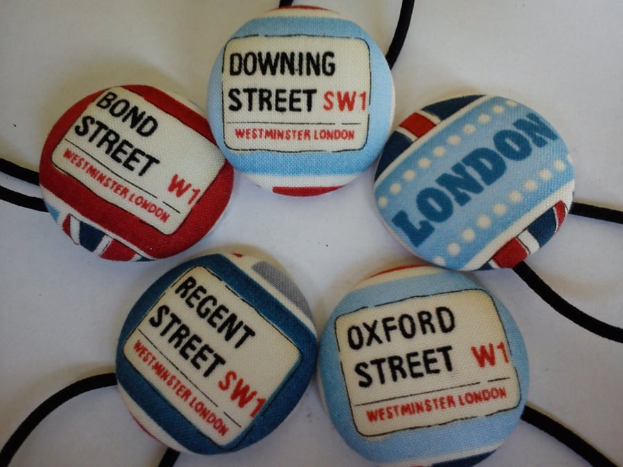 London Streets Hair Button bobbles set of 5 in gift tin