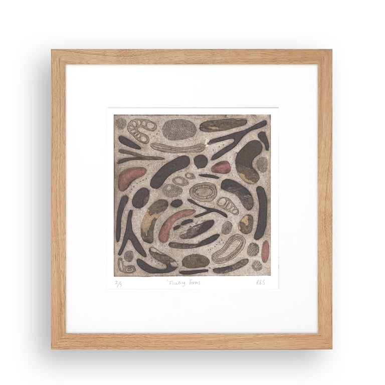 Upwards Movement, Hand coloured collagraph 