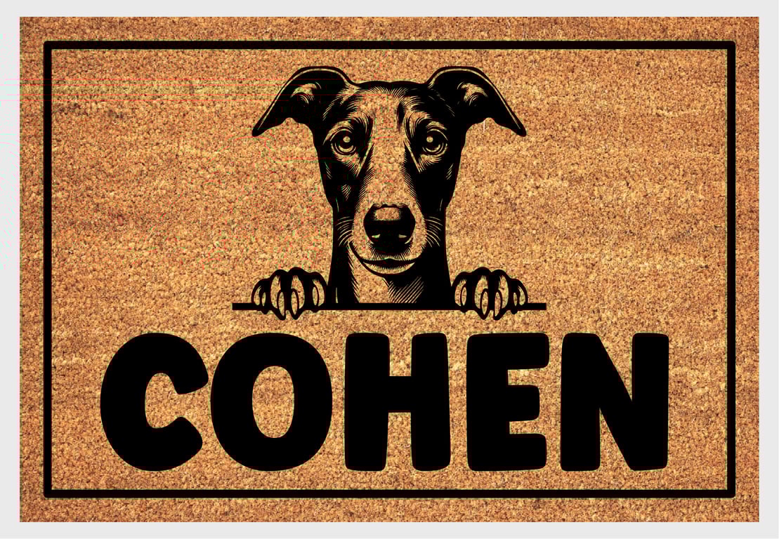 Whippet Door Mat No.2 - Personalised Whippet Welcome Mat - 3 Sizes