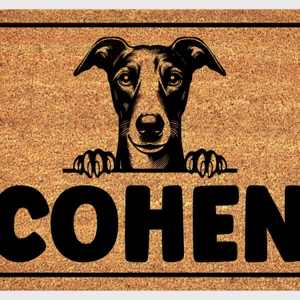 Whippet Door Mat No.2 - Personalised Whippet Welcome Mat - 3 Sizes