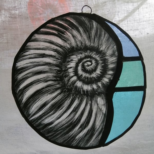 Stained Glass Hanging Ammonite