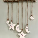 Moon and star natural hanging decoration