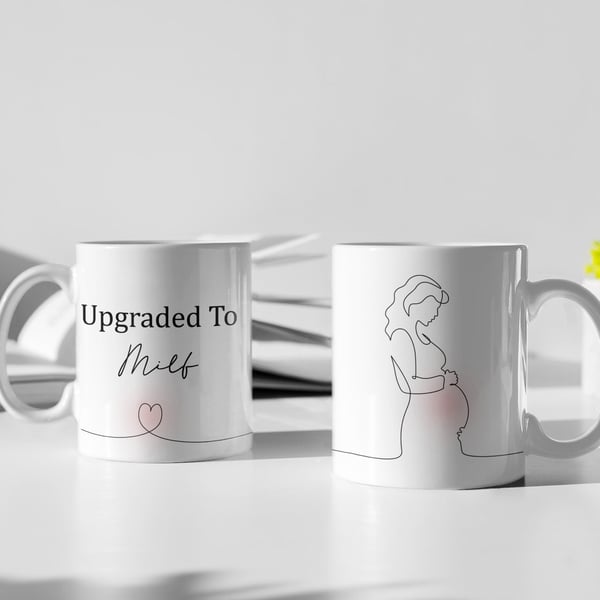 Upgraded To Milf Funny Mother to be Mug Baby shower Gift