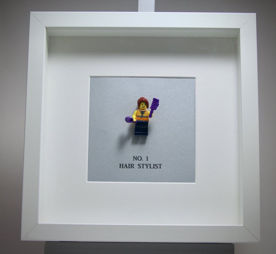 Number 1 Hair Stylist Lego mini Figure frame.