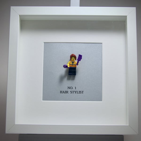 Number 1 Hair Stylist Lego mini Figure frame.