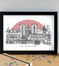 Ripon Landmarks Skyline Art Print - Image 3