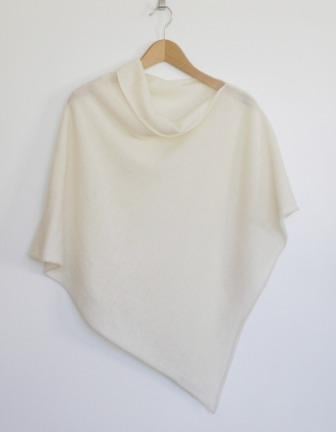 Soft Merino Lambswool Cream White Wrap Poncho