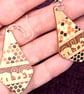 African Motif Earrings – Wooden Teardrop Dangles with Shiny Golden Finish - Image 5