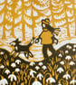 'Snowdrop Walk' Springtime Lino Print  - Image 1