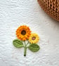 Handmade Crochet Sunflower Brooch, Flower Pin, Crochet Pin  - Image 2