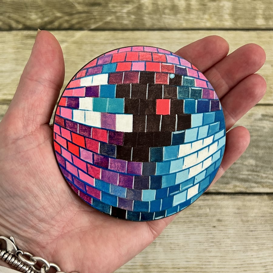Dark blue, purple Disco Ball Coaster - Glitter ball - Mirror Ball - Tableware