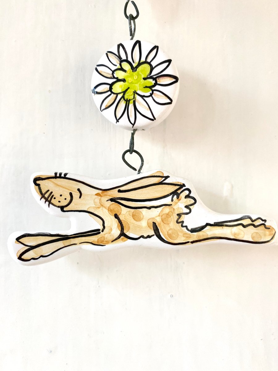 Hare hanging pottery ornament