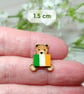 Ireland Flag Bear Pin, Handmade Teddy Brooch, Irish Gift, Wooden Bear Pin - Image 4