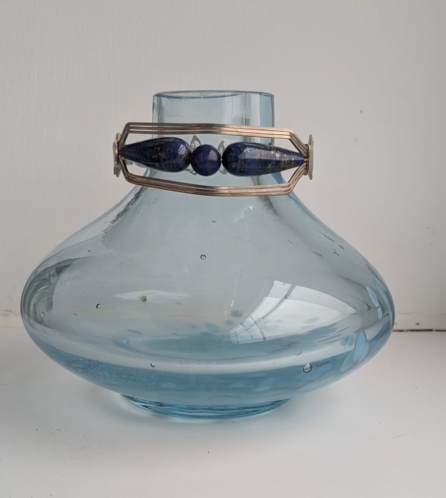 Lapis Lazuli Sterling Silver wire bracelet