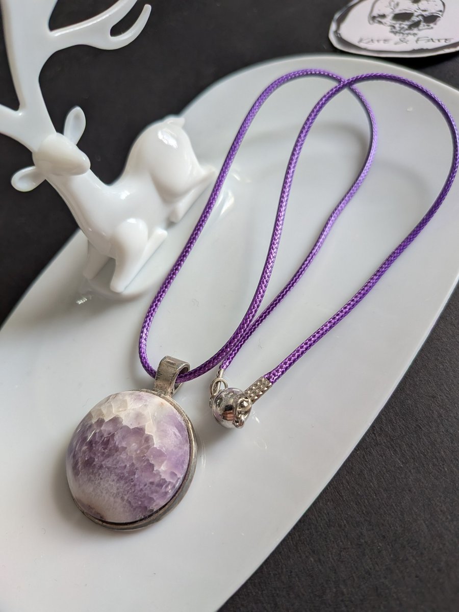 Handcrafted Stone Pendant with 44cm Rope Necklace