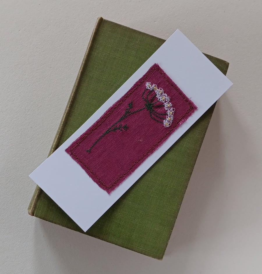 Embroidered Cow Parsley Card Bookmark