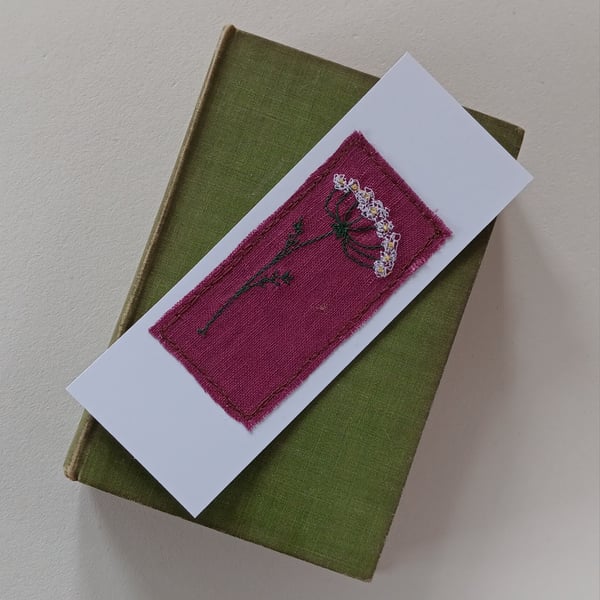Embroidered Cow Parsley Card Bookmark