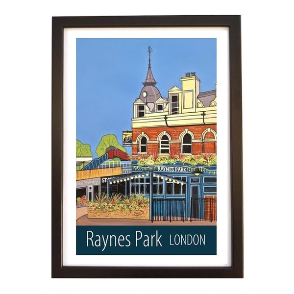 Raynes Park London travel poster print by Susie West