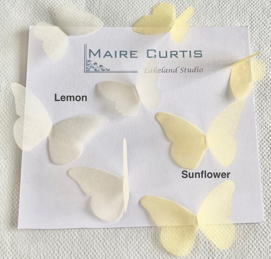 Silk Organza Hand Crafted Butterflies in Shades of Yellow