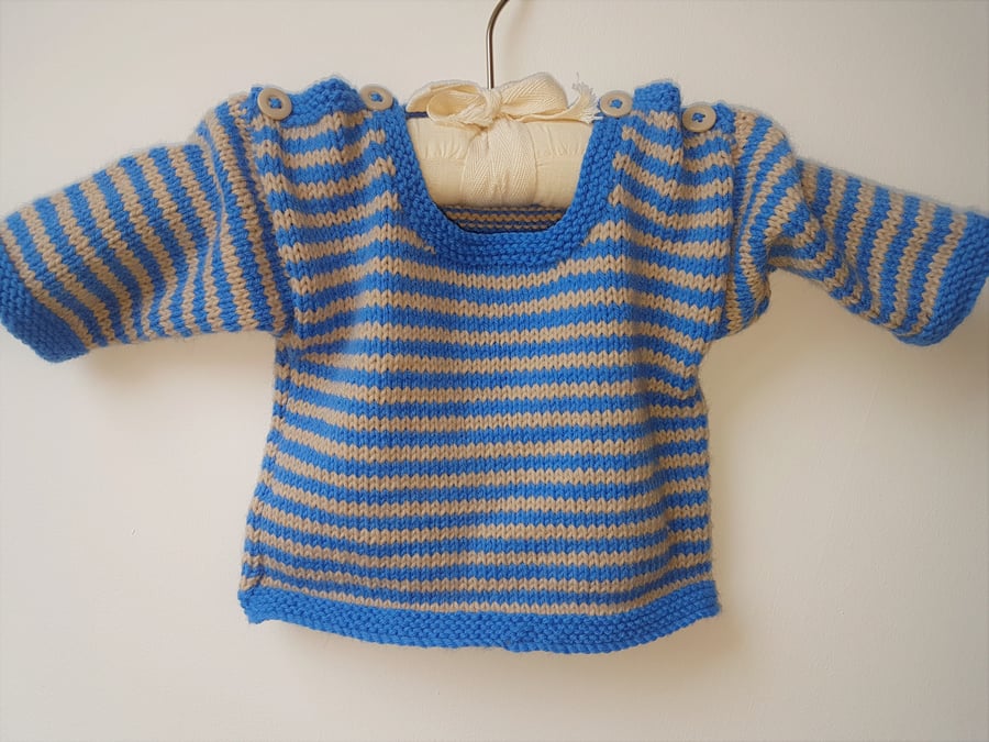 Baby Jumper with blue and beige stripes