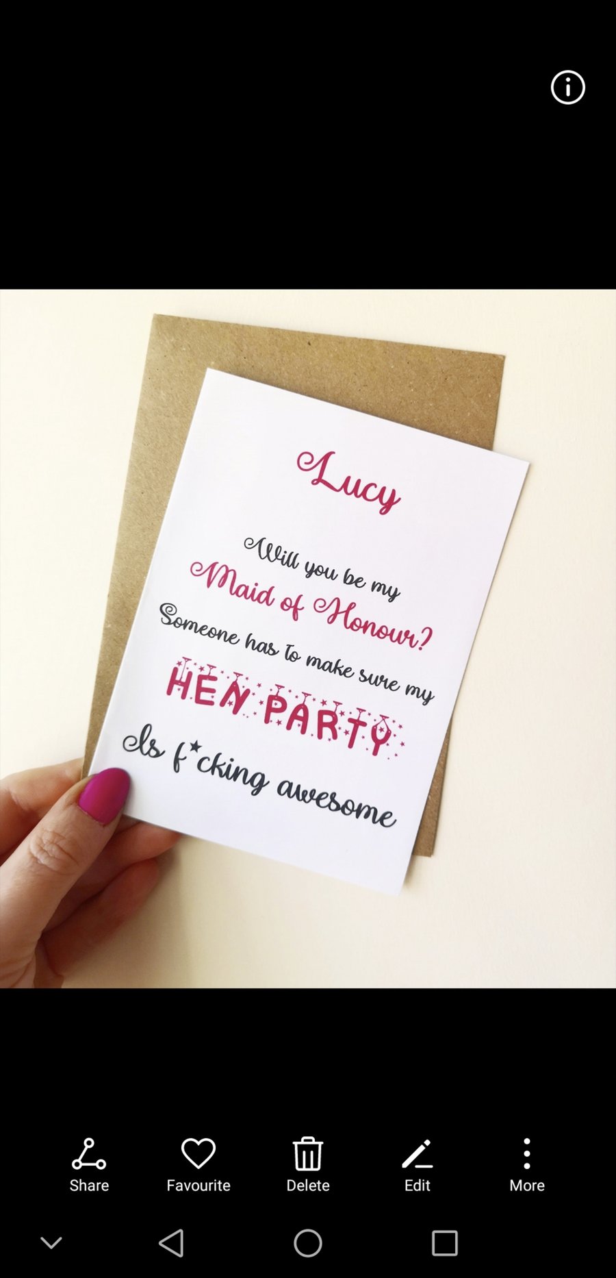 Hen Party Wedding proposal card Will you be my Bridesmaid Maid Honour