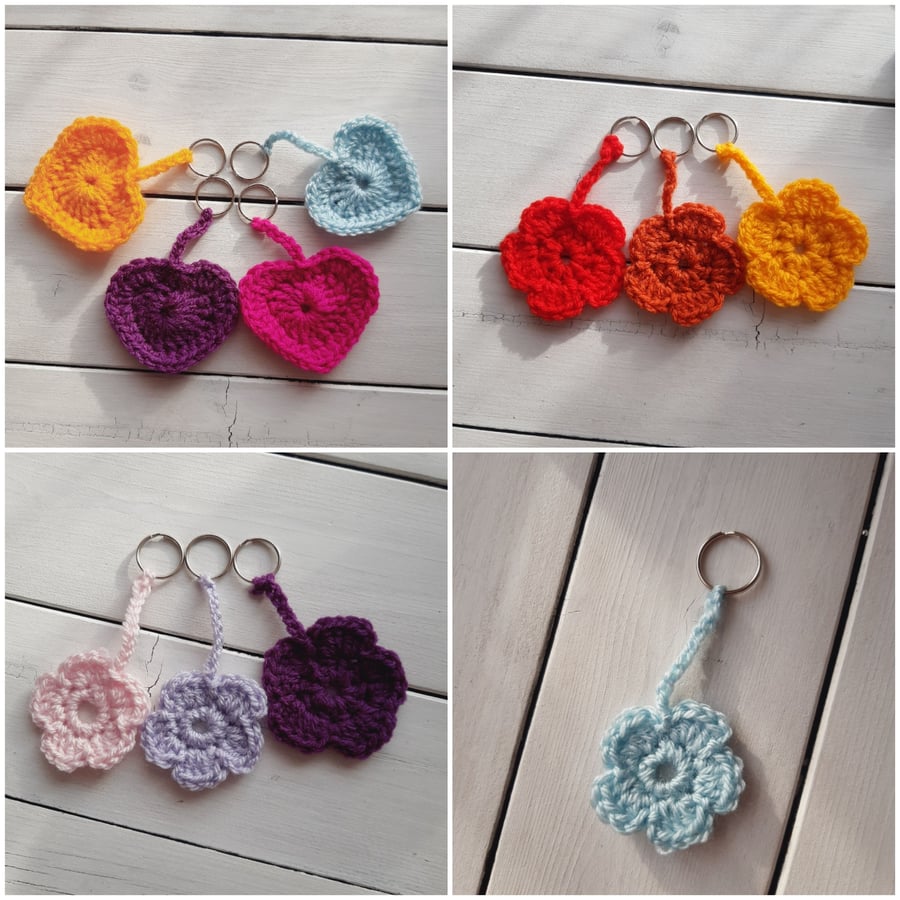Heart and flower keyrings