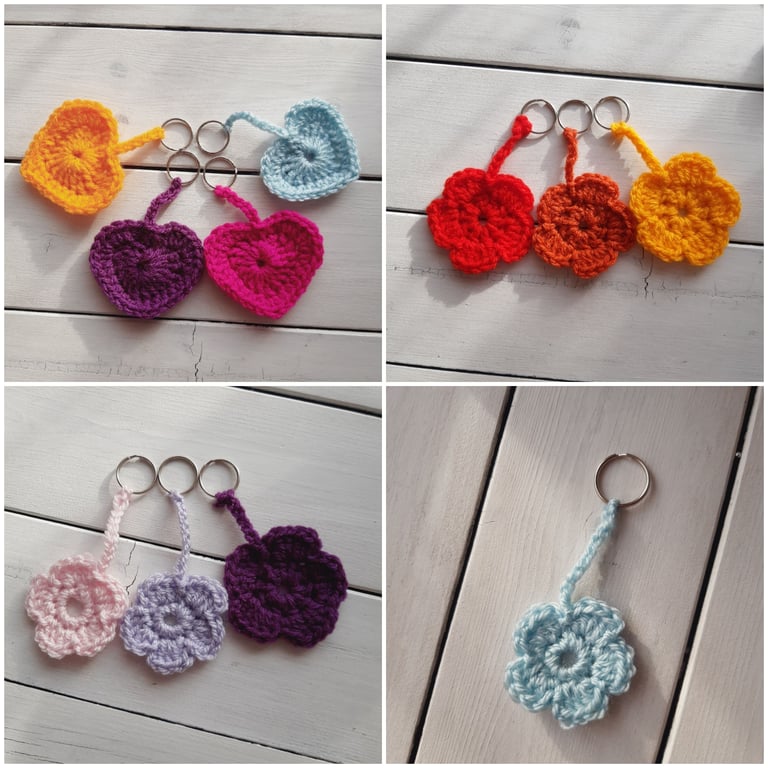 Heart and flower keyrings