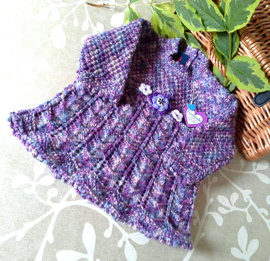 Baby Girl's Merino Wool Hand Knitted Lacey Dress 9-18 mths size