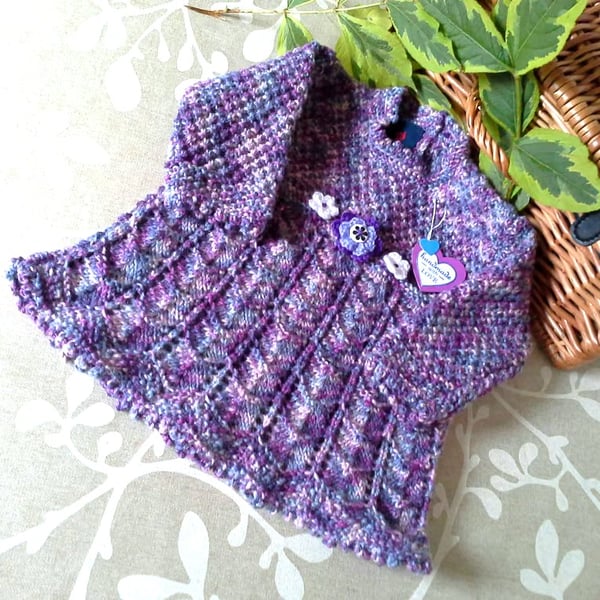 Baby Girl's Merino Wool Hand Knitted Lacey Dress 9-18 mths size