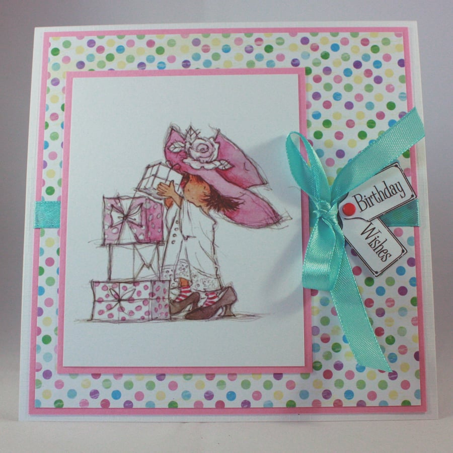 Handmade birthday card - pile of presents