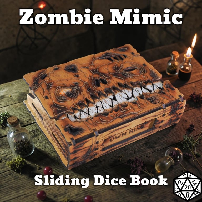 Mimic Monster Zombie Book Box: Handmade Maple D&D Mimic