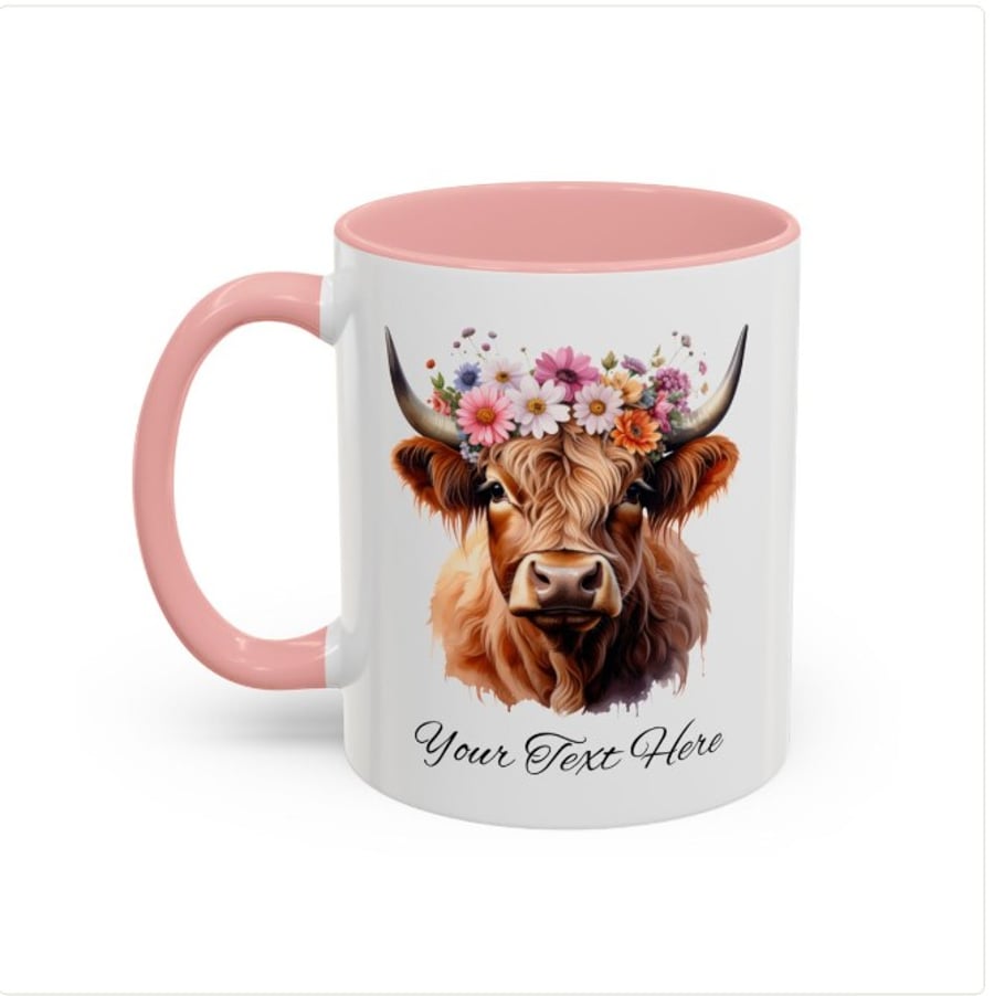 Floral Highland Cow 11 Oz Mug
