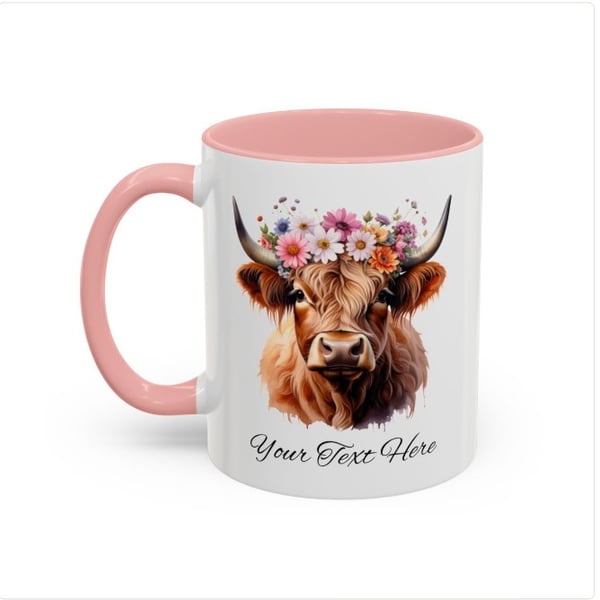 Floral Highland Cow 11 Oz Mug