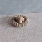 Handmade miniature dog basket dolls house blue wool needle felt cozy