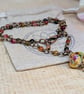 Multicoloured agate necklace with copper wirework and glass pendant  - Image 5