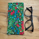 Klimt Field Of Poppies Design Quilted Fabric Glasses Case