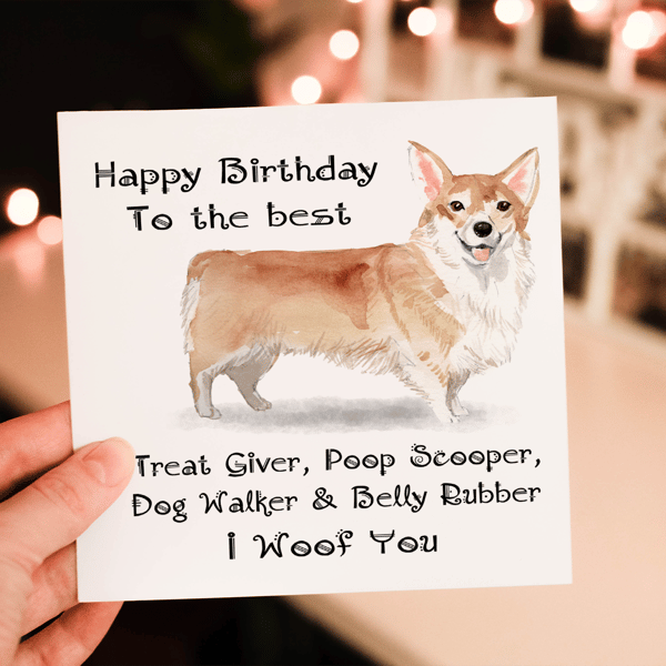Corgi Dog Birthday Card, Dog Birthday Card, Personalized Dog Breed