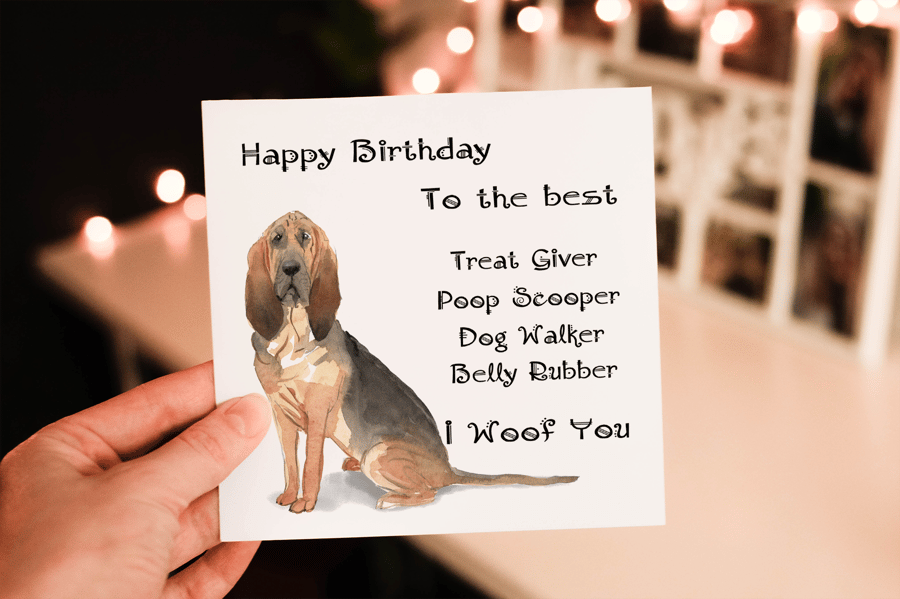 Bloodhound Dog Birthday Card, Dog Birthday Card, Personalized