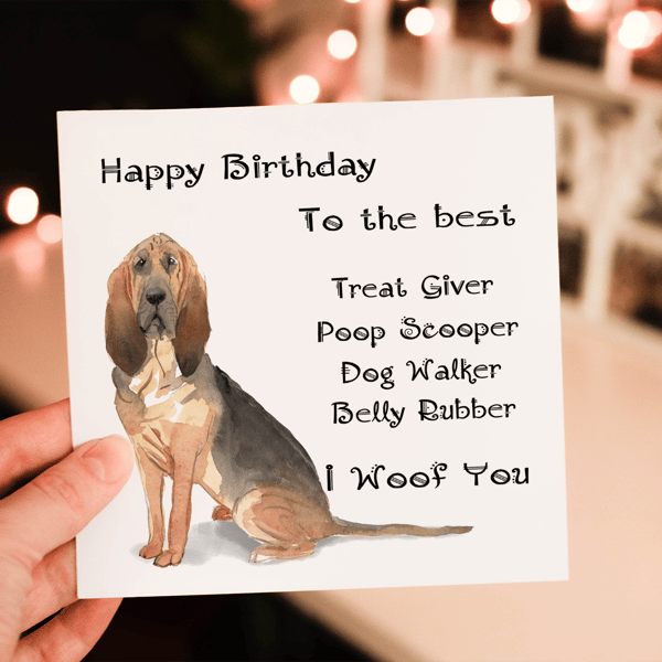 Bloodhound Dog Birthday Card, Dog Birthday Card, Personalized