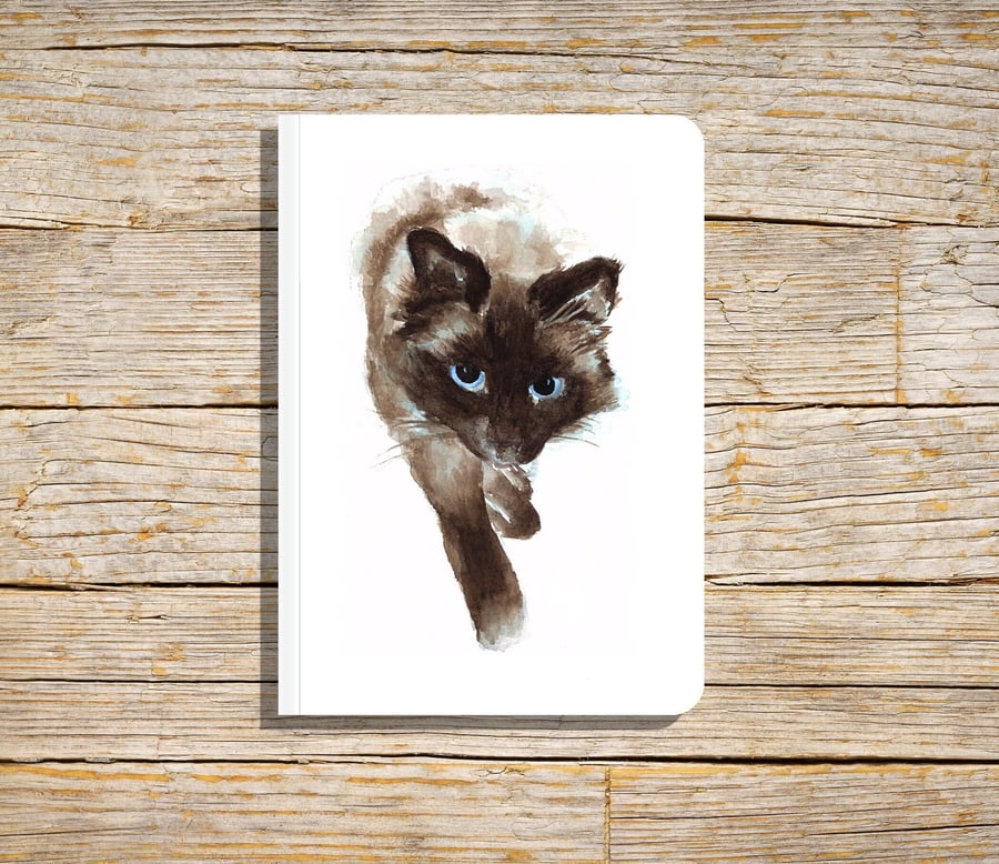 Cat Notebook, Cats Notebook, Lined or Plain Paper, Notebook, Balinese Kitten