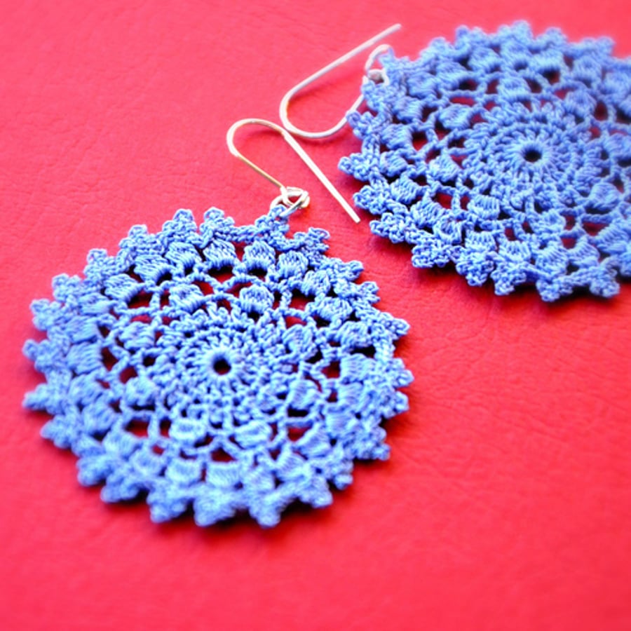 Delicate Lace Earrings in Royal Blue