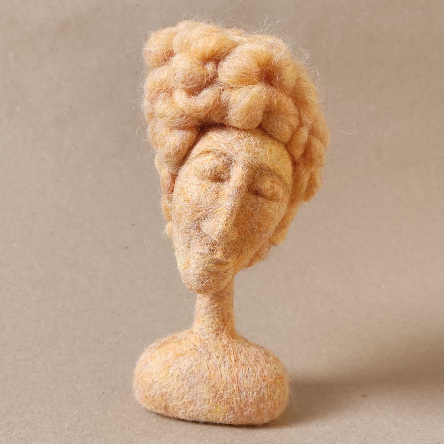 Serenity - original sculpture, female head, needlefelt art doll bust, home decor