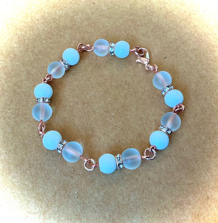 White Beaded Bracelet with Copper 