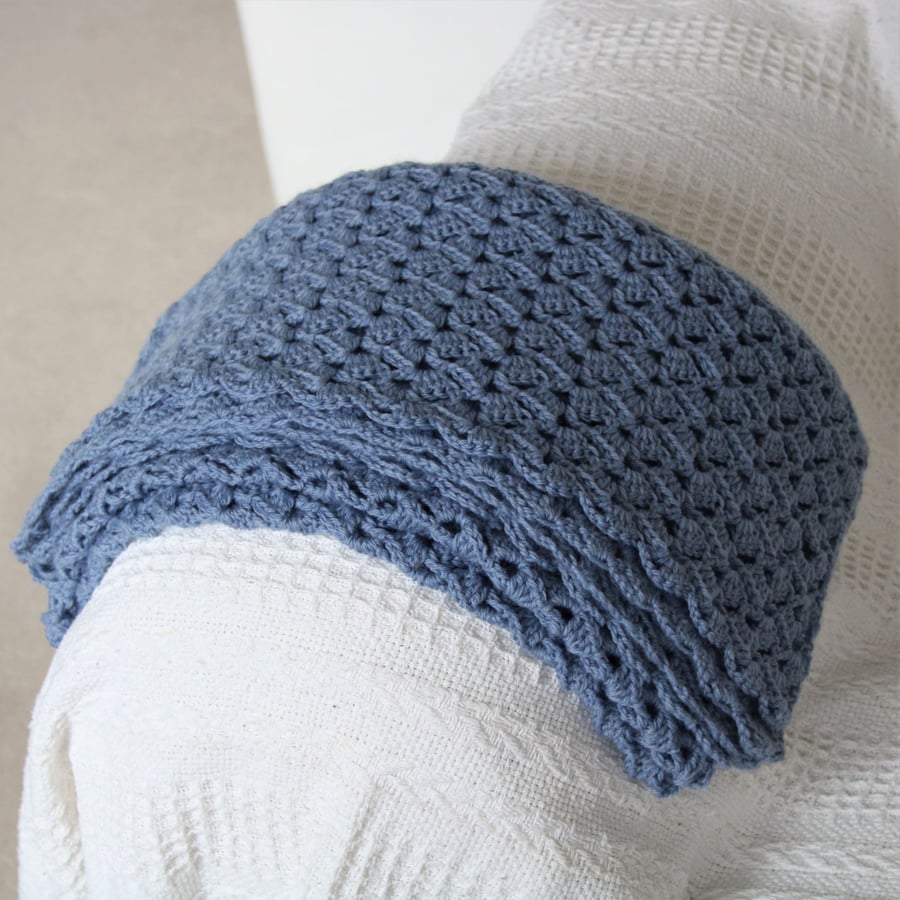 Soft Blue Grey Handmade Crochet Blanket